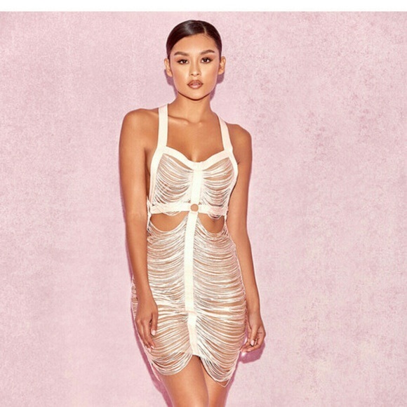 House of CB Dresses & Skirts - House of cb london fringe Rodin pink mini dress